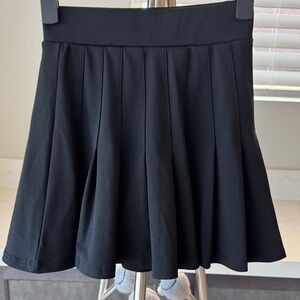 Black Pleated A-Line Skirt